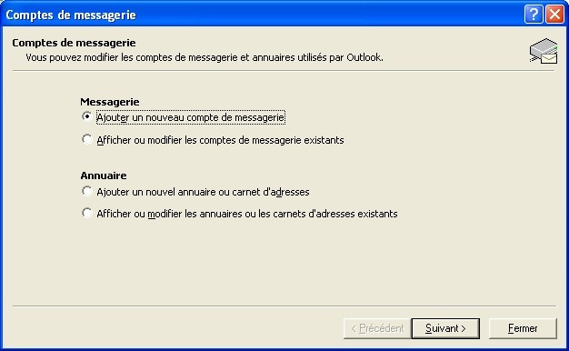Comptes de messagerie