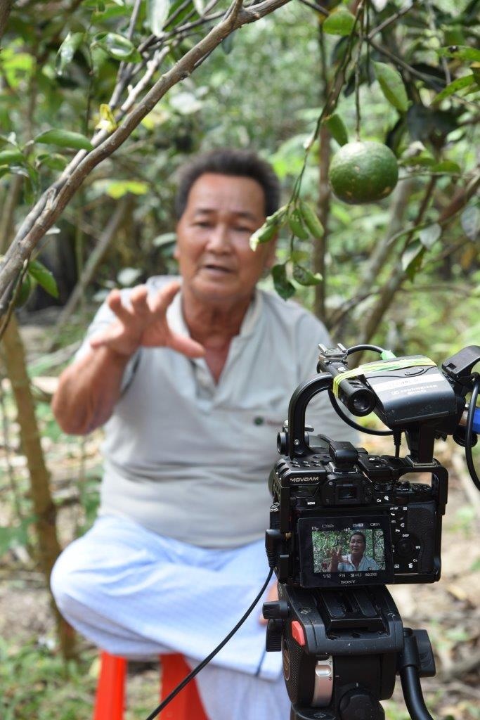 Farmer speaking about weaver ants in Ben Tre Province, Vietnam © Philippe Cao Van (Cirad)